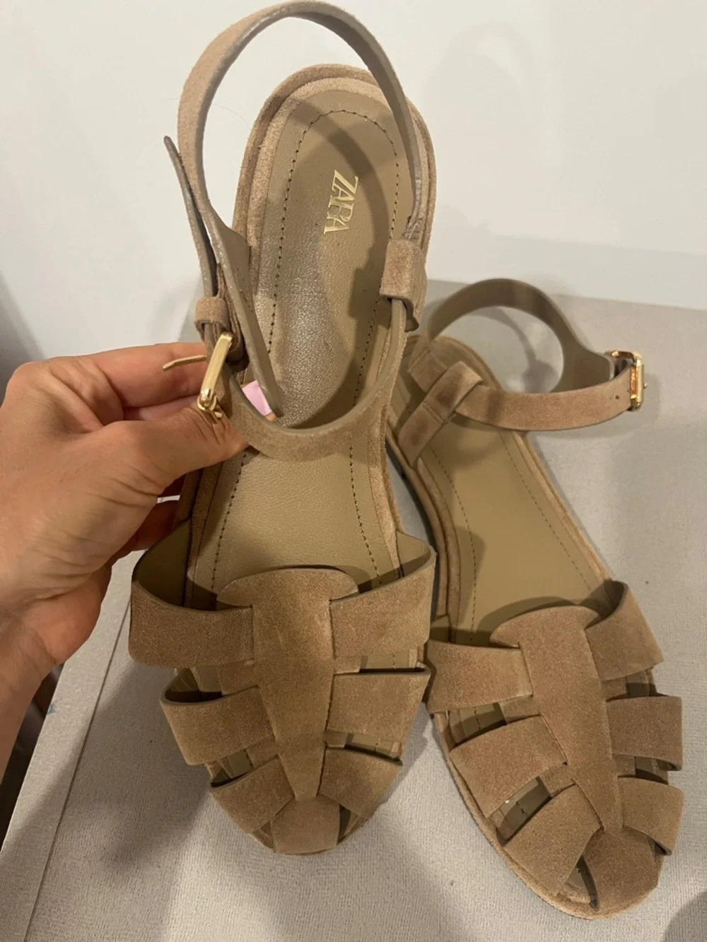 Zara Women’s size 40 Tan Suede Ankle-Strap Sandals - Picture 3 of 4